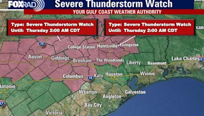 Houston weather: Severe Thunderstorm Watch issued for counties north of Houston