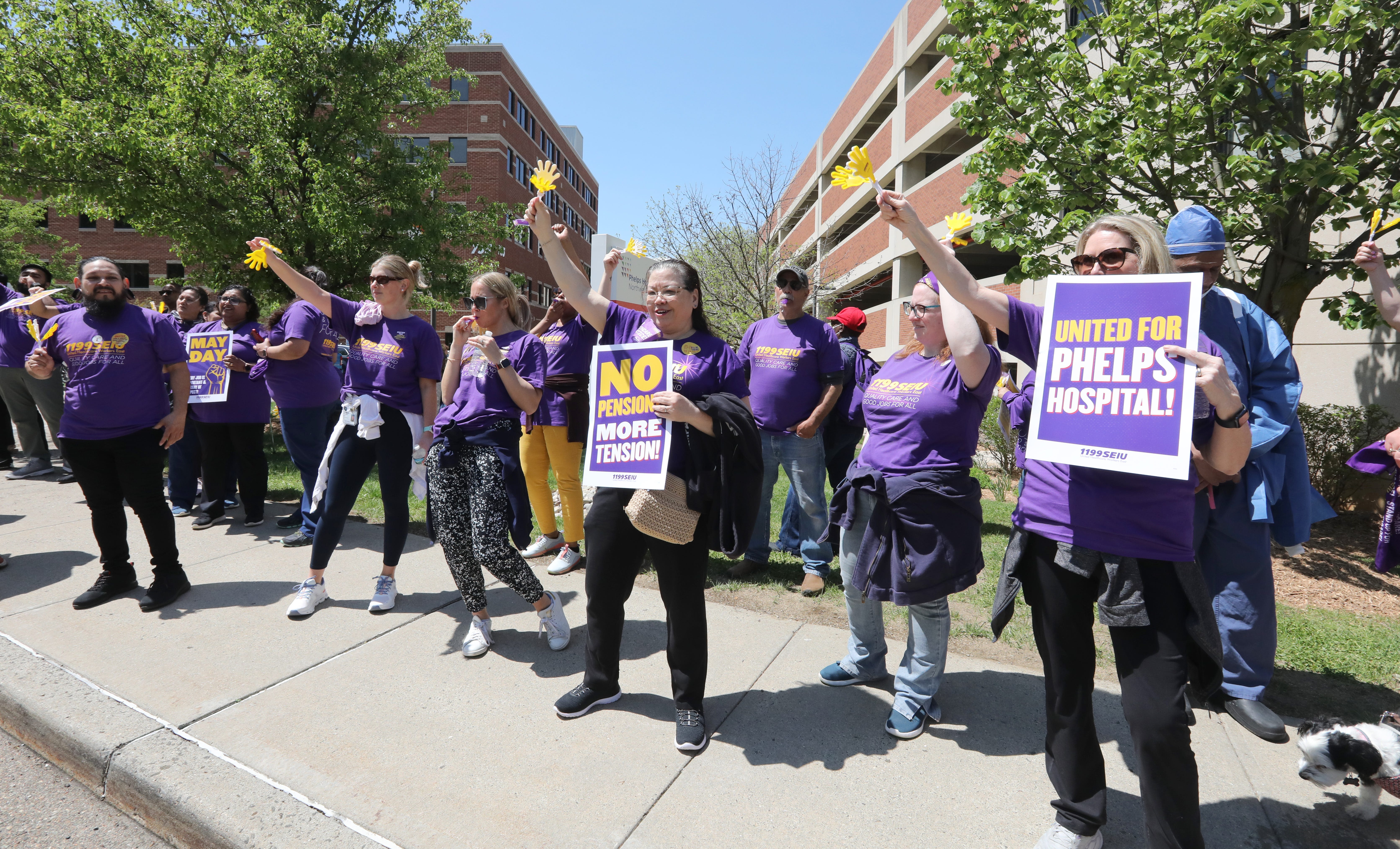 Phelps Hospital nurses, service staff rally to demand contract from Northwell Health