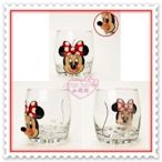 ♥小公主日本精品♥《DISNEY》米妮 MINNIE 玻璃杯 立體鼻子 點點蝴蝶結 11233206