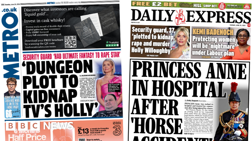 Newspaper headlines: Princess Anne hurt and Willoughby murder plot