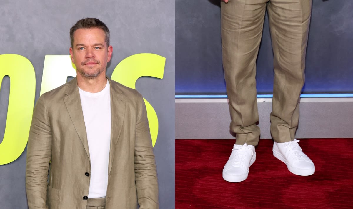 Matt Damon is Classically Cool in All-White Sneakers for ‘The Instigators’ Premiere in New York