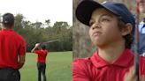 Tiger Woods caddies for 13-year-old son, Charlie, at Florida golf tournament