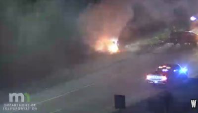 Fiery wrong-way crash closes busy ramp overnight in New Brighton