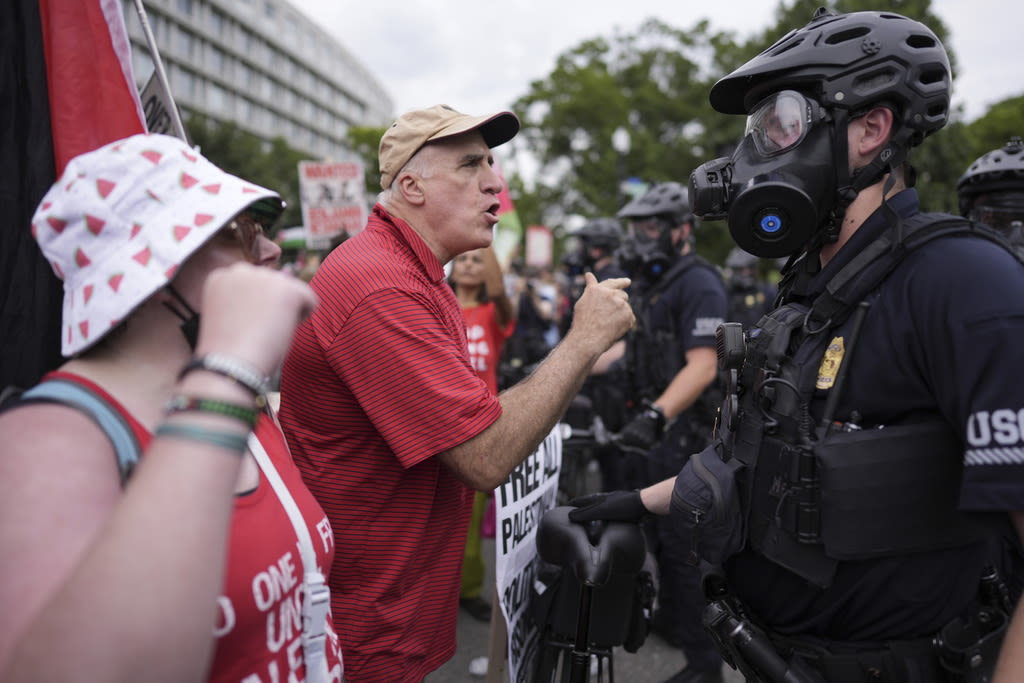 Police deploy pepper spray on crowd protesting war in Gaza outside US Capitol