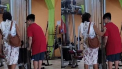 Una abuela acompañó al gimnasio a su nieto y se volvió viral