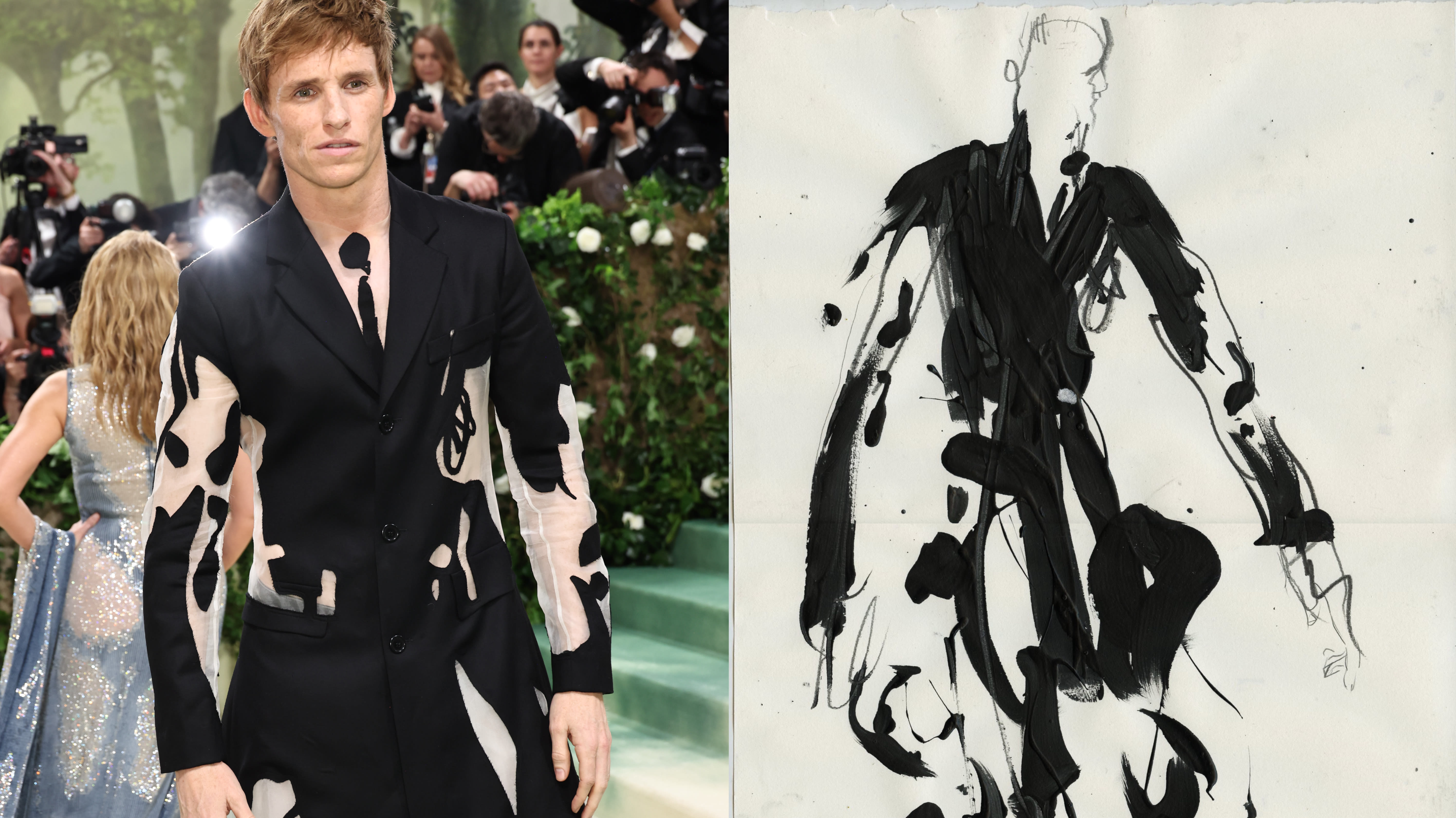 Steve O Smith Dresses Eddie Redmayne in Cy Twombly-inspired Emsemble at Met Gala