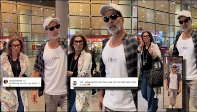 'He looks so old..':Fans worried seeing Akshay Kumar sporting white beard as he returns from London with mother-in-law Dimple Kapadia