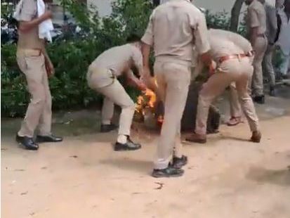 Man Sets Mother On Fire Inside UP Police Station, Films Her