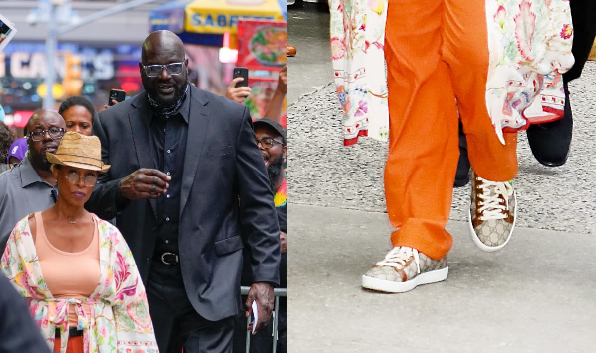 Shaquille O’Neal’s Wife Shaunie Laces Up Monogrammed ‘Fake/Not’ Gucci Canvas Sneakers