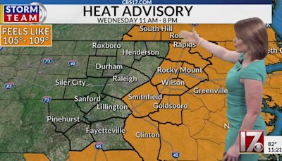 Heat advisory for parts of central North Carolina on Wednesday; heat index up to 107 degrees