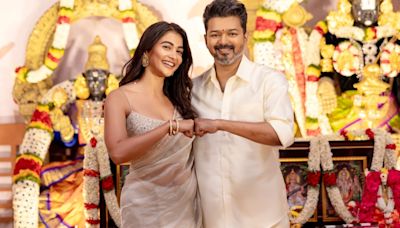 Vijay, Pooja Hegde fist bump at Thalapathy 69 launch; chat away with Bobby Deol. See pics