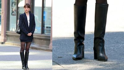Dakota Johnson Dons Fall Staples With Black Leather Boots on ‘Materialist’ Set in New York City