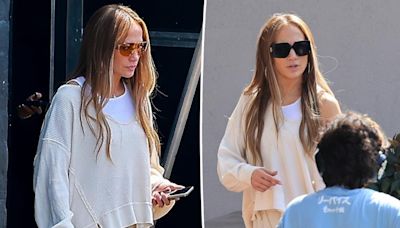 Jennifer Lopez appears somber leaving dance studio after canceling tour to be with ‘children, family and close friends’