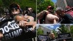 Chaos outside the courthouse as Trump flasher rips sign out of protester’s hands