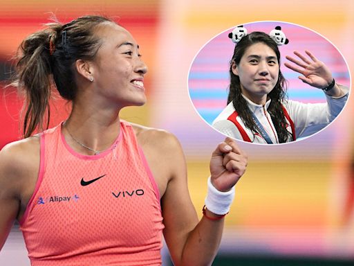 Not a hugger, Zheng Qinwen makes exception for fellow Olympic gold medalist | Tennis.com