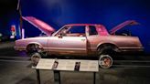 A closer look at the pink, sparkly 1984 Dallas Lowrider La Mera Mera