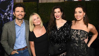 Aubrey Plaza and Kathyrn Hahn Get Support from 'Parks and Rec' Costars Amy Poehler and Adam Scott at 'Agatha All Along' Premiere