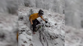 Joe Barnes Does Not Need Sleeves To Ride On A Snowy Scottish Day