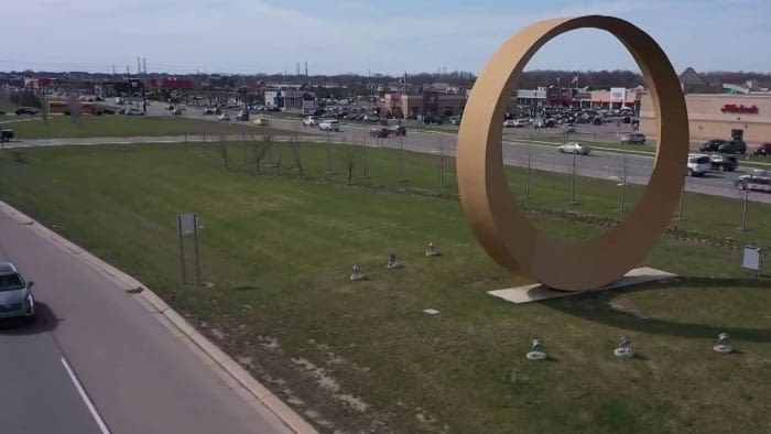 Halo, Onion Ring, ‘Golden Butthole’ -- Sculpture brings mystery, laughter to Sterling Heights