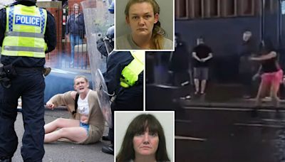 Riot bin ladies jailed for nearly five years in total as yob duo are locked up