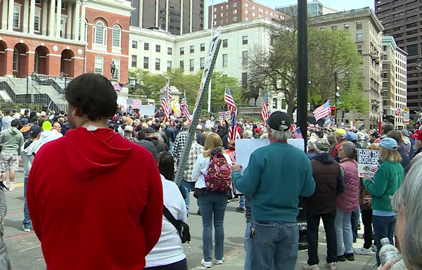 Protest blocks Beacon Street outside Massachusetts State House