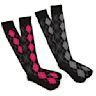 Socks that come up to just below the knee and are often worn with skirts or dresses. Popular for both fashion and athletic purposes.