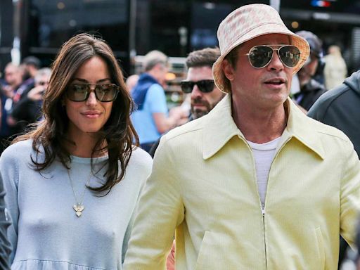 Brad Pitt and Girlfriend Ines de Ramon Hold Hands While Attending the British Grand Prix in England