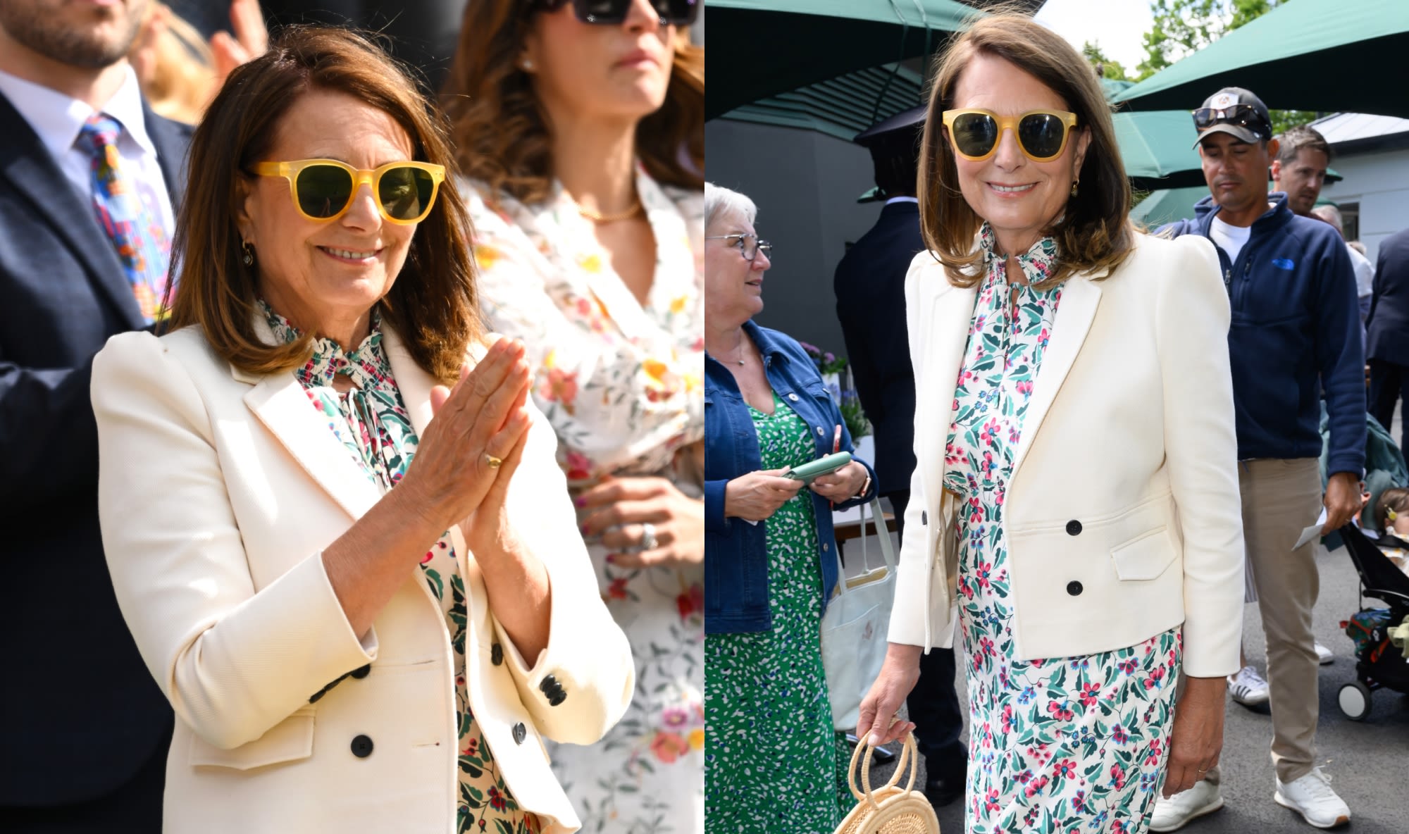 Kate Middleton’s Mother Carole Wears Her Go-to Brand Me+Em’s Blazer With ‘Instant Bestseller’ Cefinn Dress for Wimbledon 2024 Day...