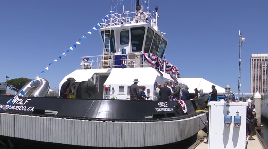 First all-electric tugboat in U.S. christened on San Diego Bay