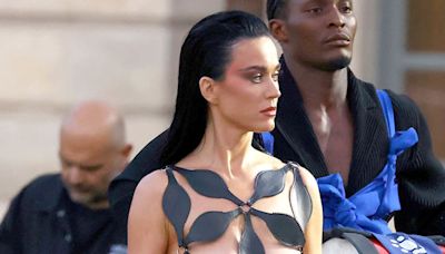 Katy Perry stuns wearing a 'geometric naked dress' at Paris fashion event