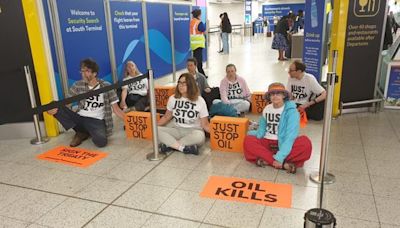 Eight Just Stop Oil activists arrested at Gatwick Airport after departure gate protest, Sussex Police say