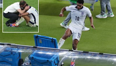 Fuming Jude Bellingham kicks water cooler after Euro 2024 final heartbreak