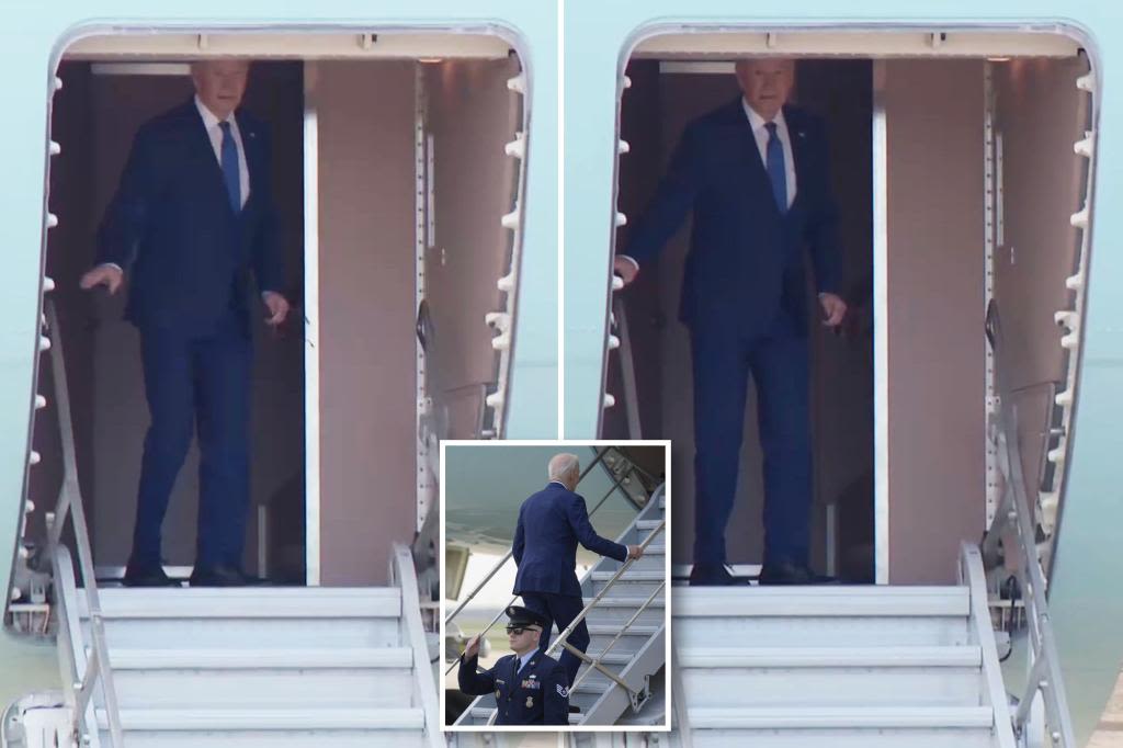 Biden wobbles at top of steps while boarding Air Force One ahead of Wisconsin trip