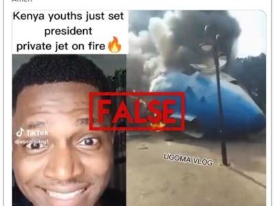 Video shows decommissioned plane ablaze, not William Ruto’s personal jet