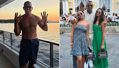 Alex Rodriguez Celebrates 49th Birthday Shirtless on a Yacht Vacation in Italy with His Daughters: Photos