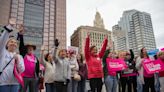 Abortion advocates rally at Ohio Statehouse for Issue 1 before polls open for early voting