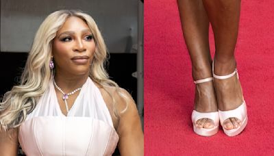 Serena Williams Adds Height in Satin Peep Toe Platform Shoes at ‘In The Arena’ Docuseries Premiere During Tribeca Festival