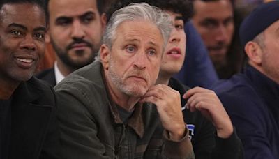 Hilarious angle shows Jon Stewart stunned by Tyrese Maxey's season-saving three | Sporting News