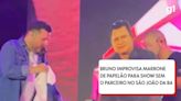 Bruno canta com Marrone de papelão após sertanejo se ausentar por causa de cirurgia de glaucoma