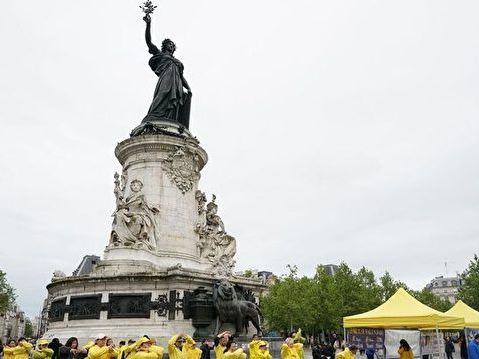 組圖：法輪功學員巴黎和平抗議 呼籲制止迫害