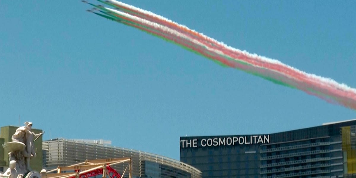 Italian Air Force precision team flies over Vegas Strip, headed to July 4 in Los Angeles area