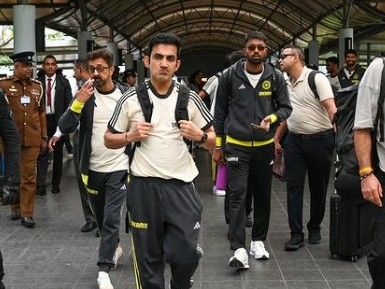 ...Gambhir Leads Team India Out Of Colombo Airport As Men in Blue Touch Down For White-Ball Cricket Series