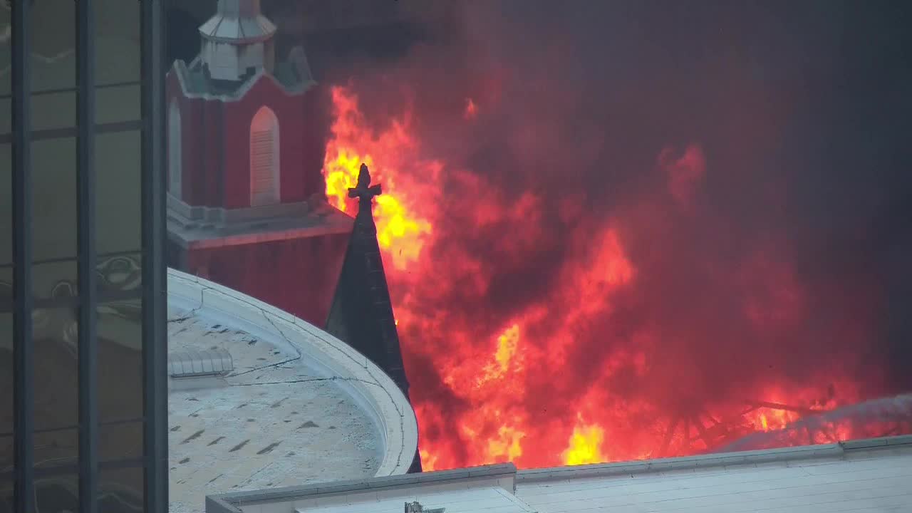 Downtown Dallas fire: First Baptist Dallas' historic sanctuary partially collapses after catching on fire