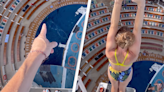 Diver shows what it’s like to dive 55ft on one of the world’s biggest cruise ships and it’s making people's stomachs turn