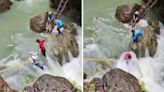 Imágenes sensibles: Pareja muere al ser tragada por el agua al intentar cruzar una cascada