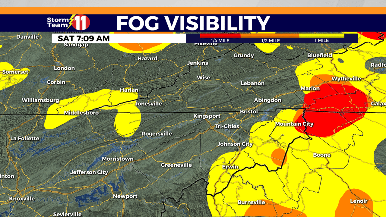 Patchy mountain fog Saturday morning, hot with stray afternoon and evening t-storms