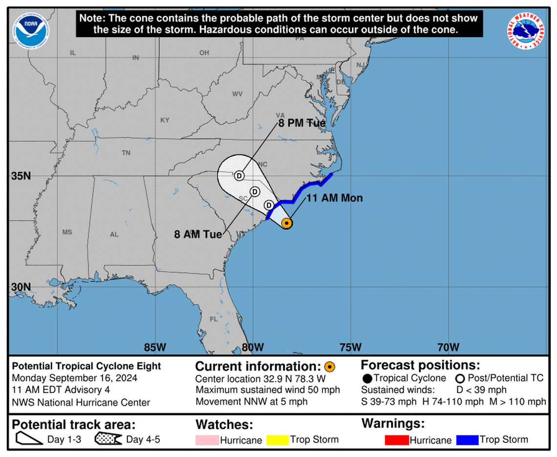 Progress report on the Potential Tropical Cyclone: Monday, Sep 16 update from the National Hurricane Center