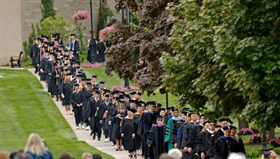 Riley Gaines urges 'courage, faith and freedom' during Adrian College commencement speech