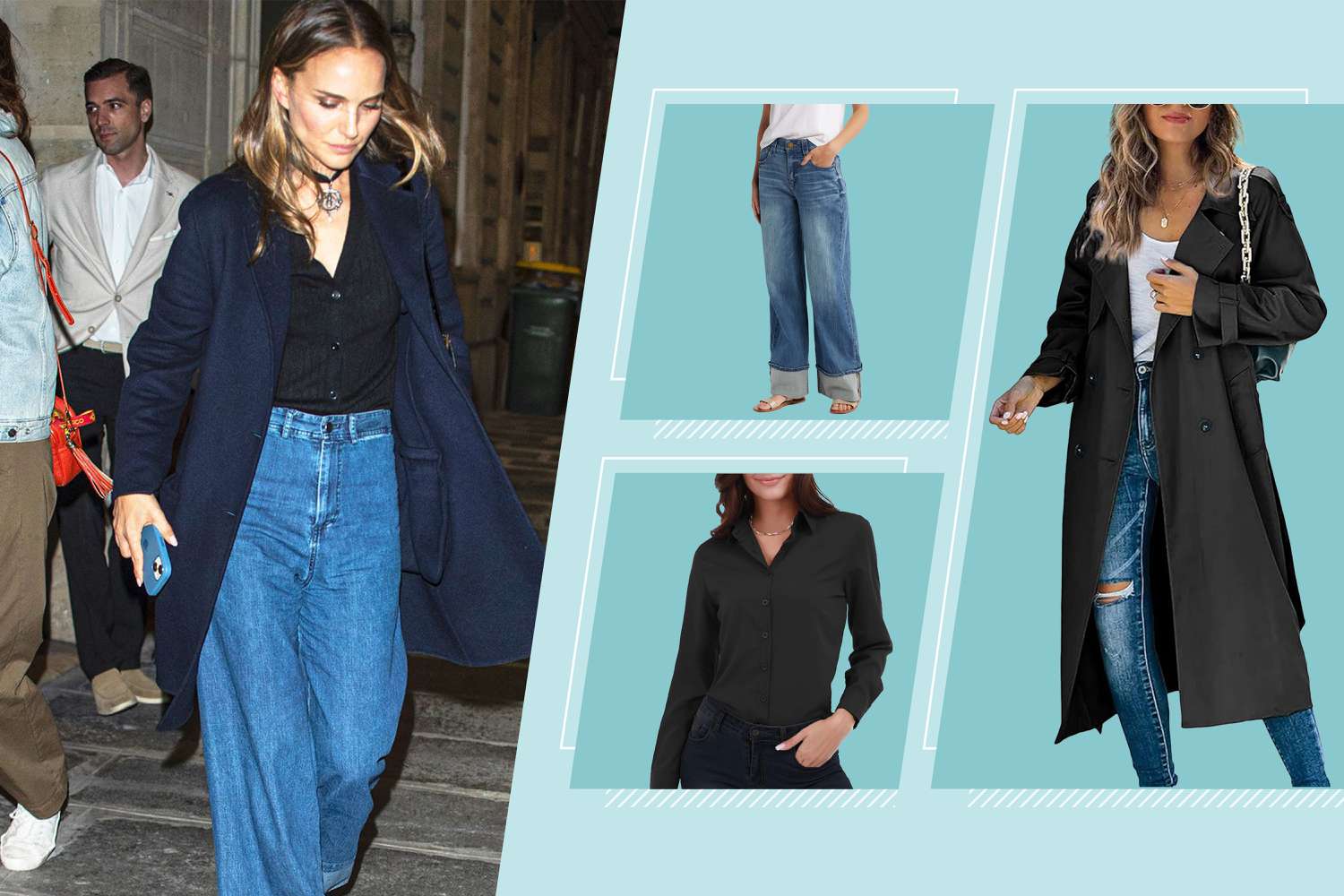 Natalie Portman's Wide-Leg Jeans Had an Unexpected Detail That's Smart for Any Season