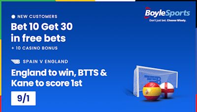 Spain vs England: Get £30 in free bets and £10 casino bonus, plus Kane boost